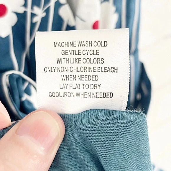 Modcloth Blue & White Striped Floral Fit & Flare Sleeveless Dress Pockets NEW - Picture 10 of 10